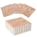 HOMCOM 24 Piezas Alfombra Puzzle de Juegos 60x60x1 cm 9m² Alfombrilla Puzzle Protectora de Goma Espuma EVA Suave para Suelo Hogar Gimnasio Marrón