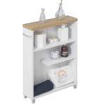 HOMCOM Armario de Baño Armario de Suelo Diseño de Persiana con Estante Abierto Inferior Gran Almacenaje 60x30x80 cm Blanco(c-3)