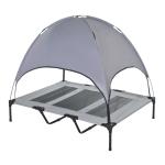 PawHut Cama Elevada para Mascotas Portátil con Toldo Extraíble Tela Transpirable al Aire Libre para Interior y Exterior 122x92x108 cm Gris