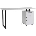 HOMCOM Mesa Escritorio con Cajón y Armario con Balda Ajustable Mesa para Ordenador Multiusos de Canto Redondo 150x60x76 cm Blanco