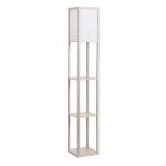 HOMCOM Lámpara de Pie de Madera con 3 Estantes de Almacenaje para Bombilla E27 Potencia Máx. 40W Lámpara Moderna para Salón Dormitorio 26x26x160 cm Roble y Blanco