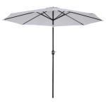 Outsunny Sombrilla de Jardín Ø295x250 cm con Manivela Parasol Exterior con Mecanismo de Inclinación y Poste Desmontable de Metal para Terraza Piscina Patio Blanco