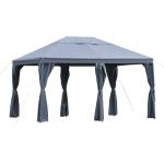 Outsunny Cenador de Jardín 3x4 m Marco Acero Gazebo con Doble Techo 6 Cortinas Laterales 8 Orificios de Drenaje Buena Ventilación para Fiestas Eventos Crema(c-3)