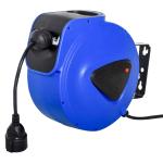 DURHAND Carrete de Cable Automática Retráctil de 20m Carrete Enrollador con Protección Térmica Montaje en Pared 28x20x27 cm Azul