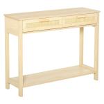 HOMCOM Mesa Consola Mesa de Entrada con 2 Cajones y Estante Inferior para Pasillo Salón Dormitorio de Estilo Rústico 100x30x76 cm Natural