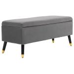 HOMCOM Banco de Cama Otomano Taburete Sofá Acolchado con Patas de Metal Horquilla para Sala de Estar Pasillo Dormitorio 106x35x45 cm Gris(c-1)