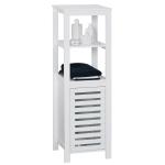 HOMCOM Armario de Baño Armario de Suelo Mueble Columna para Baño de 2 Estantes Abiertos Armario Organizador con Puerta de Persiana 40x35x125 cm Blanco