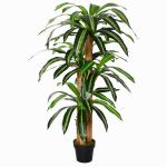 Planta de Decoración Artificial de Palma Árbol Realista con Maceta 7 Hojas 15x120cm(DxAl) para Exterior e Interior No Requiere Instalación(c-3)