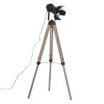 HOMCOM Lámpara de Pie con Trípode Lámpara de Suelo para Sala Dormitorio Escritorio Ajustable en Altura Diseño Industrial 63x63x100-140 cm