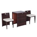 Outsunny Conjunto de Mesa y 2 Sillas Muebles Ratán para Jardín Exterior Patio Terraza Plegable Poli Ratán Marco Acero - Marrón - 61x46x84cm(c-2)