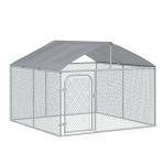 PawHut Perrera de Exterior con Toldo Jaula para Perros Mascotas de Metal Galvanizado con Cerradura para Jardín Patio 230x230x172 cm Plata(c-1)