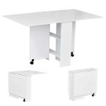 HOMCOM Mesa de Comedor Plegable de Almacenaje con 4 Estantes para Comedor Salón Mesa Auxiliar Escritorio Madera Ahorra Espacio 3 Formas 169x62x75 cm(c-3)