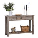 HOMCOM Mesa Tipo Consola Estilo Colonial Mesa Auxiliar para Pasillos Entradas Dormitorio con Cajón Estante Inferior 120x39x81 cm Gris(c-1)