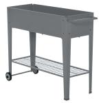 Outsunny Jardinera Elevada de Metal Cama de Jardín con Ruedas Asa Lateral y Estante Inferior para Cultivo Plantas Hortalizas Flores 104x39x80 cm Gris
