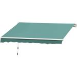 Outsunny Toldo Manual Plegable de Aluminio de 400x250cm con Manivela para Patio Balcón Jardín y Terraza Tela de Poliéster 280g/m² Color Verde Oscuro(c-1)