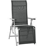 Outsunny Tumbona Plegable de Jardín Sillón Ajustable en 10 Posiciones con Respaldo Alto y Reposapiés Transpirable Carga Máx. 150 kg 78x58x110 cm Negro(c-2)