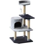 PawHut Árbol Rascador para Gatos Árbol de Actividades para Gatos con Cueva de Felpa Postes de Yute Plataforma Cómoda 61x41x96 cm Beige y Café(c-2)