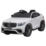 HOMCOM Coche Eléctrico para Niño +3 Años con Mando a Distancia Con Música y Luces Doble Apertura de Puerta Batería 12V Carga 30kg 115x70x55cm Blanco(c-1)