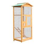 PawHut Jaula para Pájaros Grande Pajarera de Madera de Pino con 2 Puertas Bandeja Extraíble y Techo Asfáltico 68x63x165 cm