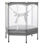 HOMCOM Cama Elástica Infantil Trampolín para Niños con Red Protectora Puerta con Cremallera +3 Años para Interiores y Exteriores Marco Acero 140x140x158 cm Rosa(c-4)
