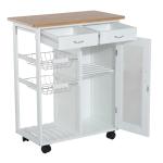 HOMCOM Carrito de Cocina Carro de Servicio Multifuncional con Cajones Cestas Estantes para Especias Toallero Ruedas 92x37x82 cm Blanco(c-5)