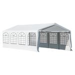 Outsunny Carpa Blanca de 8x4 m para Celebraciones Fiestas y Eventos Cochera(c-2)