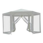 Outsunny Carpa Gazebo 3,9x2,5m tipo Cenador Hexagonal con Mosquitera para Jardín y Terraza φ3.9m de Poliéster Repelente al Agua Color Azul(c-1)