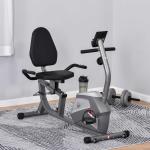 HOMCOM Bicicleta Estática Reclinada con Pantalla LCD y Volante de Inercia de 3 kg Resistencia Magnética de 8 Niveles Asiento Ajustable 121,5-136x62,5x98 cm Gris(c-1)