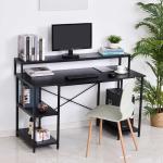 HOMCOM Mesa de Computadora en Forma de L Escritorio para Estudio Oficina Minimalista Moderno con Gran Espacio 112,5x152x74 cm Negro(c-2)