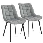 HOMCOM Conjunto de 2 Sillas de Comedor Tapizadas en Terciopelo Acolchadas con Patas de Metal de Estilo Nórdico y Vintage 46x58,5x85,5 cm Gris