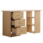 HOMCOM Mesa de Ordenador Escritorio para Hogar Oficina 3 Cajones 3 Estantes Mobiliario de Oficina 120x49x72cm(c-2)