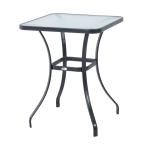 Outsunny Mesa Auxiliar de Cristal Templado Cuadrada Bordes Redondeados Mesita Café para Patio Terraza Balcón Negro y Transparente 68,5x68,5x84 cm