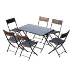 Outsunny Conjunto de Mesa y 2 Sillas Muebles Ratán para Jardín Exterior Patio Terraza Plegable Poli Ratán Marco Acero - Marrón - 61x46x84cm(c-4)