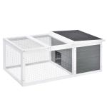 PawHut Conejera de Madera jaula conejo exterior de 2 Pisos Rampa Bandeja Extraíble y 2 Puertas 108x45x78 cm Gris(c-2)