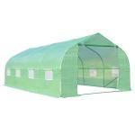 Outsunny Invernadero de Jardín 600x300x200 cm Tipo Túnel para Cultivo Plantas Verduras con 8 Ventanas Transpirables y Puerta Enrollable con Cremallera Acero Blanco(c-2)