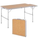 Outsunny Mesa Plegable de Camping con Ala Abatible Mesa de Picnic de Estructura Ligera de Aluminio Carga 30kg Altura Ajustable 120x60x40/70 cm