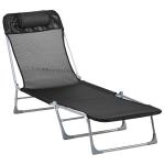 Outsunny Tumbona Plegable y Reclinable de Jardín con Reposacabezas y Respaldo Ajustable en 5 Niveles Tela de Textilene Transpirable 182x56x24,5 cm Marrón(c-4)