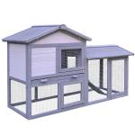 PawHut Conejera de Exterior Jaula para Conejos Gran Espacio de Actividades con Bandeja Extraíble Incorporada Buena Ventilación del Aire Duradero Madera 210x45.5x84.5 cm Verde(c-5)