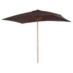 Outsunny Sombrilla Parasol 2x3m y Altura 2,5m Jardin Terraza Poliester 180g/m2 y Madera Café