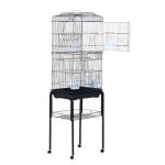 PawHut Jaula para Pájaros con Soporte con Ruedas Pajarera con Bandeja Extraíble y Estante Inferior para Canarios Loros 47,5x37x153 cm Negro(c-1)