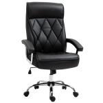 Vinsetto Silla de Oficina Ergonómica Silla de Escritorio Giratoria 360° Basculante con Altura Ajustable y Ruedas Reposabrazos Piel Sintética 54x62x104-114 cm Negro(c-4)