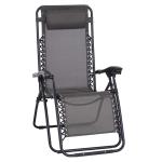 Outsunny® Tumbona Plegable Jardín Silla Gravedad Cero Sillón de Playa Relajante Textilene Respaldo Reclinable Marco Acero Carga 150kg Gris(c-2)