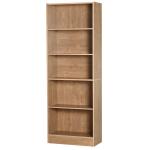 HOMCOM Librería Estantería de 5 Niveles para Libros con 3 Baldas Ajustables Antivuelco Almacenaje para Salón Oficina Estudio 63x29,5x176 cm Madera Natural(c-1)
