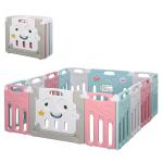 HOMCOM Parque Infantil Plegable 14 Paneles Centro de Actividades para Bebé de +6 Meses con Puerta Juguetes Divertidos Interior y Exterior 149x155x64 cm Multicolor(c-1)