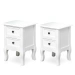 HOMCOM Conjunto de 2 Mesillas de Noche con 2 Cajones Mueble Auxiliar con Gran Espacio de Almacenaje para Dormitorios Salón 34,7x30x49cm Blanco(c-1)