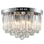 HOMCOM Lámpara de Techo de Cristal Moderna para Dormitorio Sala de Estar Lámpara de Cristal K9 para Bombillas E14 de Máx. 40W Diámetros 45x30 cm Plata(c-2)