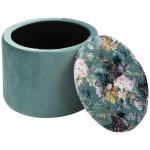 HOMCOM Taburete de Almacenaje Baúl Puf o Reposapiés Redondo con Tapa Extraíble Acolchado y Tapizado para Sala de Estar Dormitorio Φ50x38 cm Turquesa