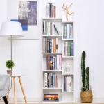 HOMCOM Estantería Librería de 4 Niveles con 10 Compartimentos Estantes de Almacenaje Multiusos para Libros Plantas 100x23,8x140 cm Blanco(c-3)