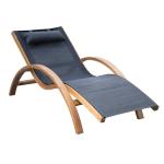 Tumbona tipo Hamaca para Jardín Terraza Hotel Playa o Piscina - Color Negro - Madera - 165x72x86cm(c-1)