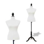 HOMCOM Maniquí Femenino de Costura Busto de Señora para Modistas Exhibición Altura Ajustable a 130-168cm Blanco